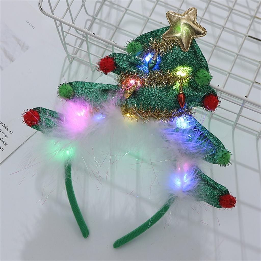 LED Christmas Tree Headband Eye Catching Cosplay Hair Accessory for Men Women and Children Wedding New Year Present