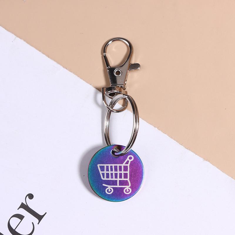 Shopping Trolley Tokens Key Ring With Carabiner Hook Mini Metal Supermarket Cart Remover Coin Label Keychain For Unisex