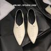 Fashion 2025 New Spring Pointed Toe Flat Heel Flats Genuine Leather Shoes for Women Concise Slip-on Handmade Women Mules Ladies Shoes