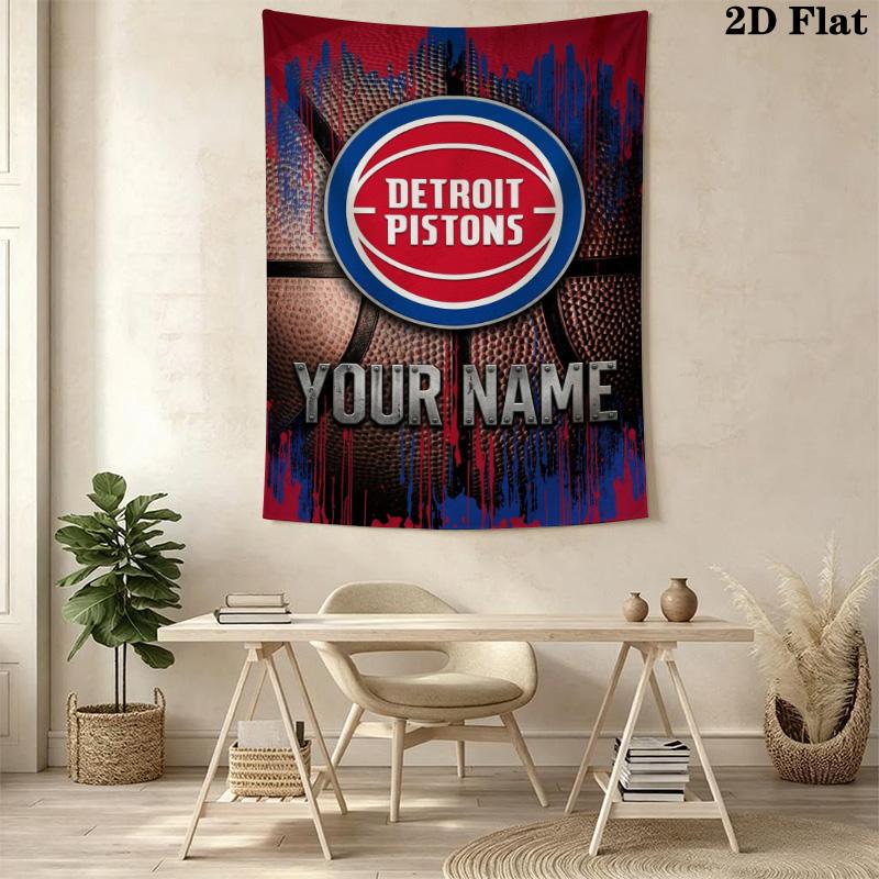 Name Custom Detroit Pistons Wall Tapestry Aesthetic Wall Hanging Printed Fabric Blanket Decorative Tapestries for Bedroom Living Room Home Decor