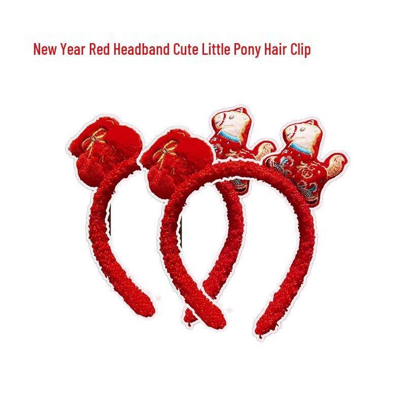 New Year Red Little Horse Headband