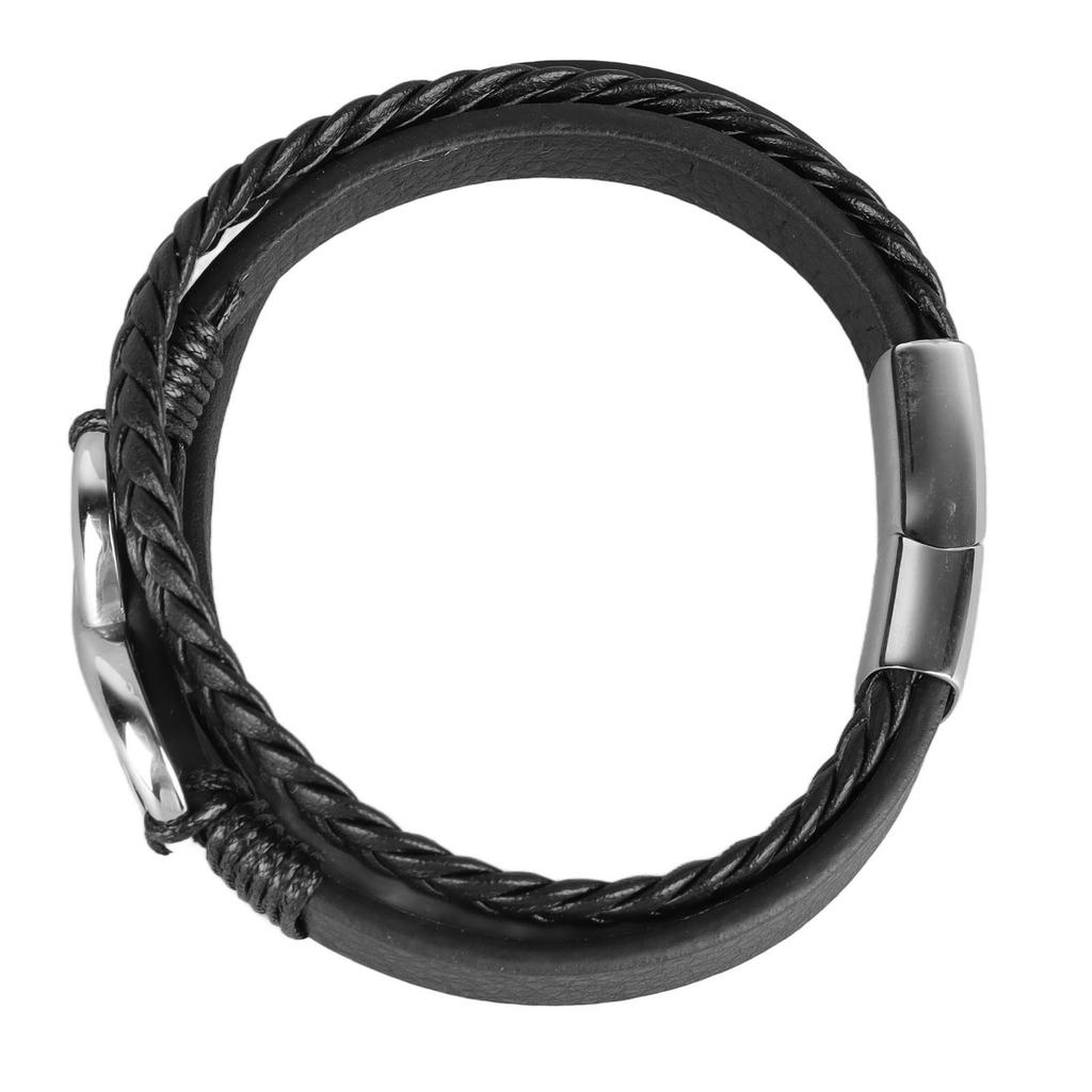 Triple Magnetic Buckle Hand Bracelet Infinity Number Shape Hip Hop Twist Woven Bracelet Hand Ornament Steel Color