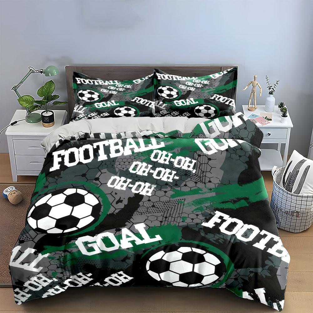 Football-Themed Three-Piece Set For Sports Kid'S And Adults' Bedroom Decor, Exquisite Three-Piece Bedding Set Gift
