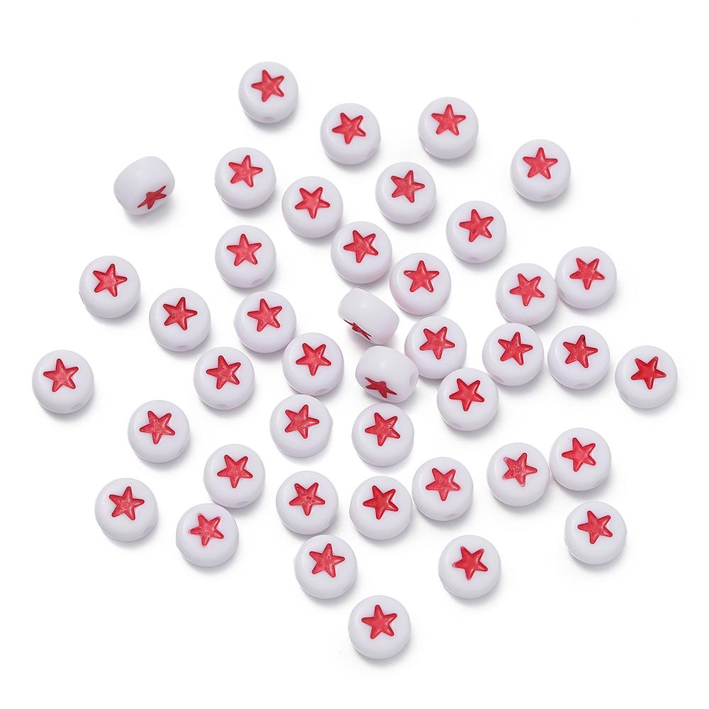 100pcs/Lot Colorful Acrylic Star Beads 7mm Flat Round Letter Spacer Bead for Bracelet Necklace Earrings Jewelry Making Supplies