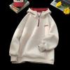 Half-zip Embroidered Hoodie Couple Matching Winter Casual Loose Sweatshirt Women