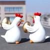 Set of 2 Easters Hen Hugging Golden Eggs Resins Figures Miniatures for Enhancing Garden Yard Aesthetic and Home Decors