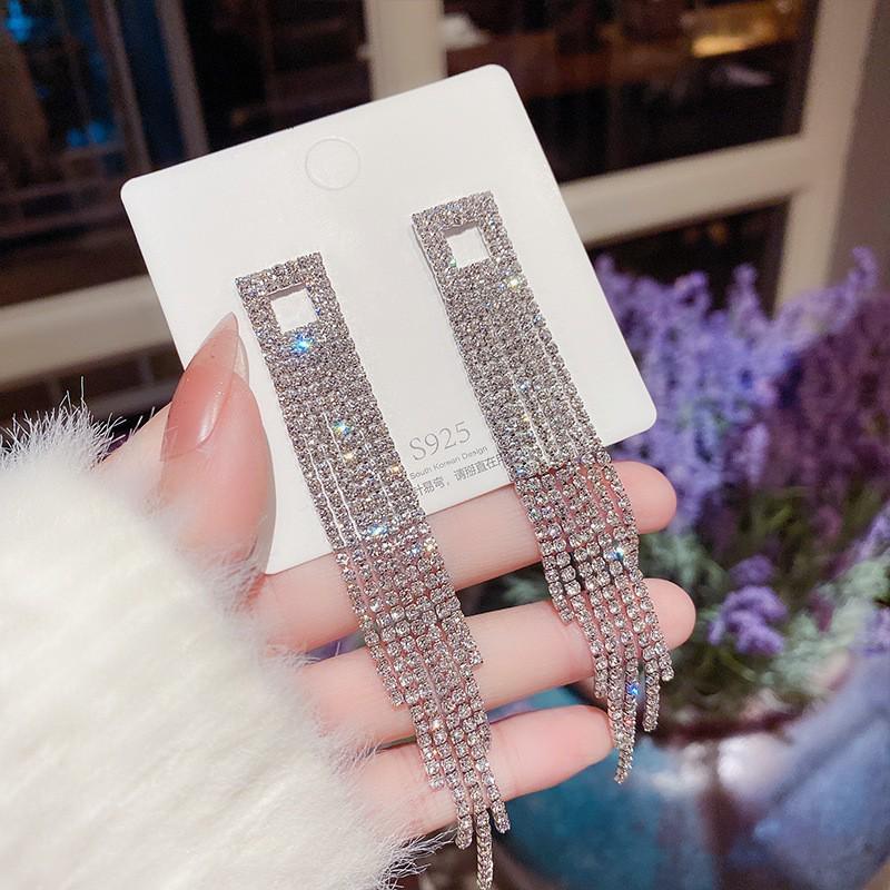 925 Silver Needle Tassel Pearl Earrings: High-End Celebrity Design for Women