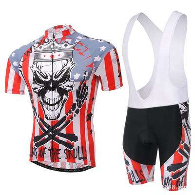 Sommer Reiten Fahrrad Radfahren Kleidung Set Kurze Bib Hosen Männer Schädel Muster Druck Sport Trikots