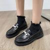 New Girls' Single Shoes, Girls' Student Shoes, British Platform-soled Older Children's Shoes Are Non-slip, and Women Wear Solid-color Overalls In