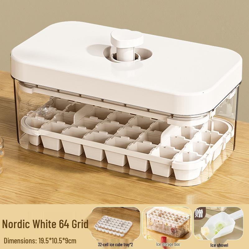 Press-Type Ice Cube Tray: Large Capacity, Food-Grade Quick Freezing Box for Home Refrigerators