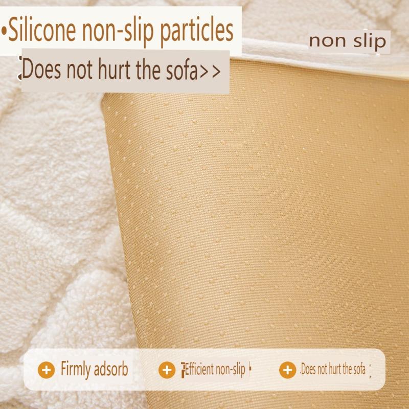 Shu Cotton Lint Sofa Cushion Thickened Autumn and Winter Plush Straight Row Leather Sofa Seat Cushion Dirt-resistant Simple Non-slip Cover