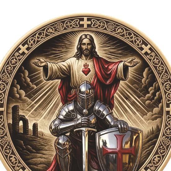 Helig Beskyddare Kristet Utmaningsmynt Riddare Bön Design Minnesmynt Tro Symbolik Andlig Gåva