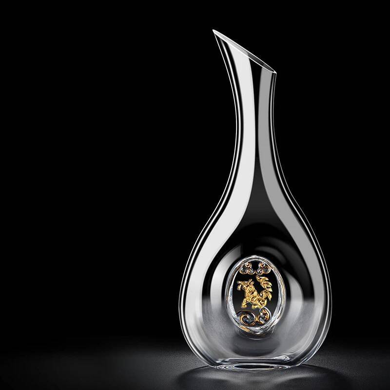 1000ml Clear Chinese Zodiac Decanter Crystal Wineware Glassware Upscale 24K Gold Cattle Horse Wine Dispenser Separator Wholesale