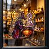 Durable Halloween Vinyl Clings Witch And Medicine Cauldron Window Sticker, Stained Glass Effect PVC Decal Indoor Shop Decor for Doors
