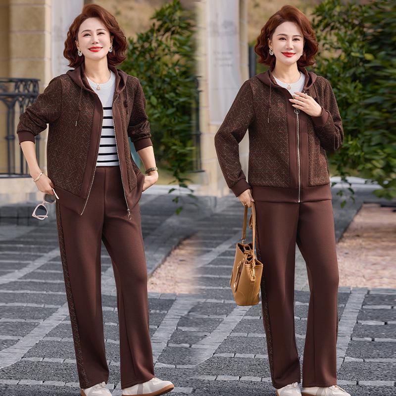 

Stylish Hooded Casual Two-Piece Sportswear Set for Middle-Aged & Elderly Women 4XL (140-155 lbs)