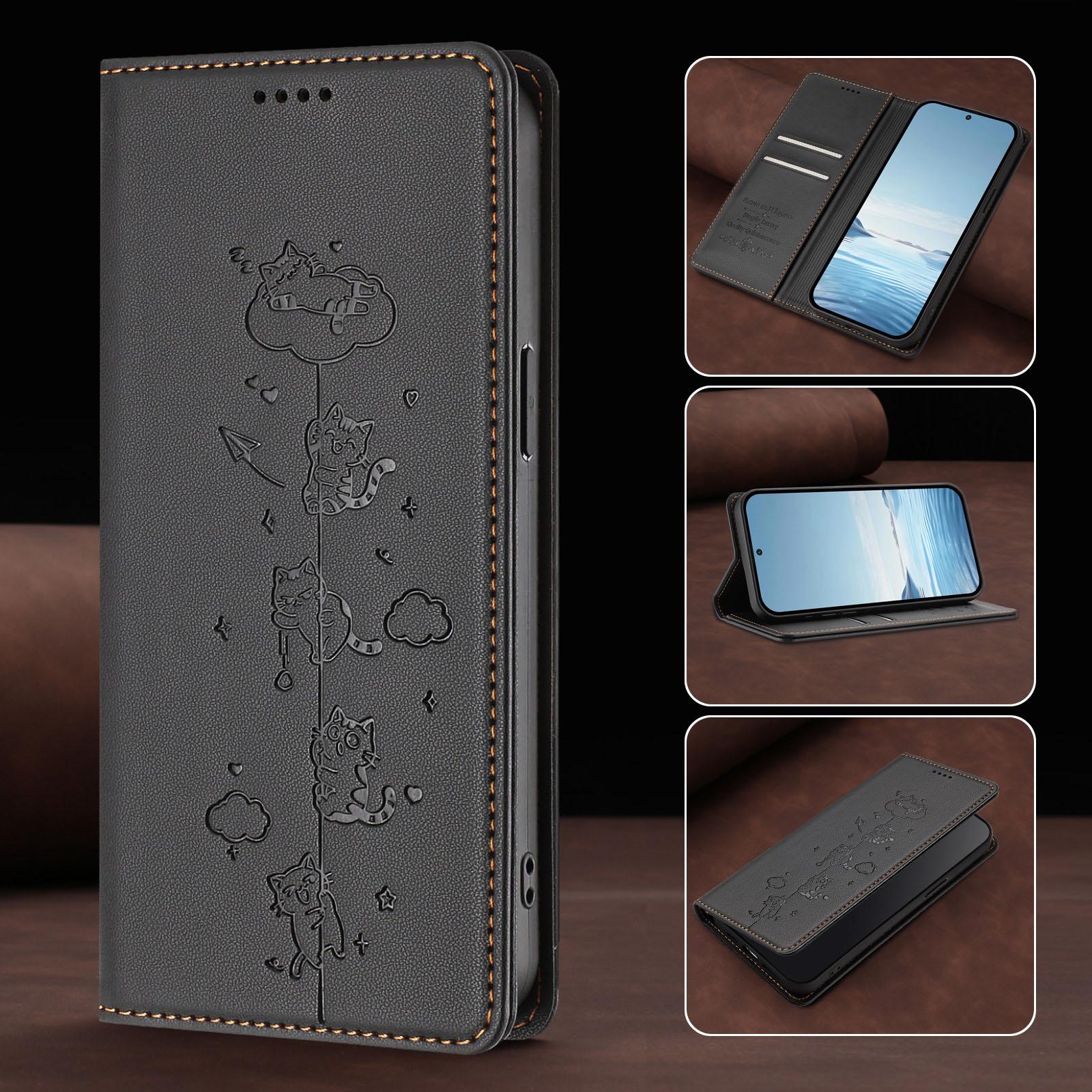 

Cute Cat Leather Flip Wallet Case For Samsung Galaxy S26 S25 S24 S23 S22 S21 Ultra Plus Edge FE Card Slot RFID Protective Cover Galaxy S26