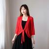 Spring and Autumn Short Thin Jacket Large Size Thin Knitted Cardigan with Skirt Small Outer Shawl Seven Sleeves Sunscreen Clothing Air Conditioning