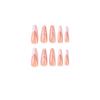 24Pcs/Set Quick Nails Pink French Flame Heart False Nials Sticker Wearable Waterproof Manicure Finished Nails