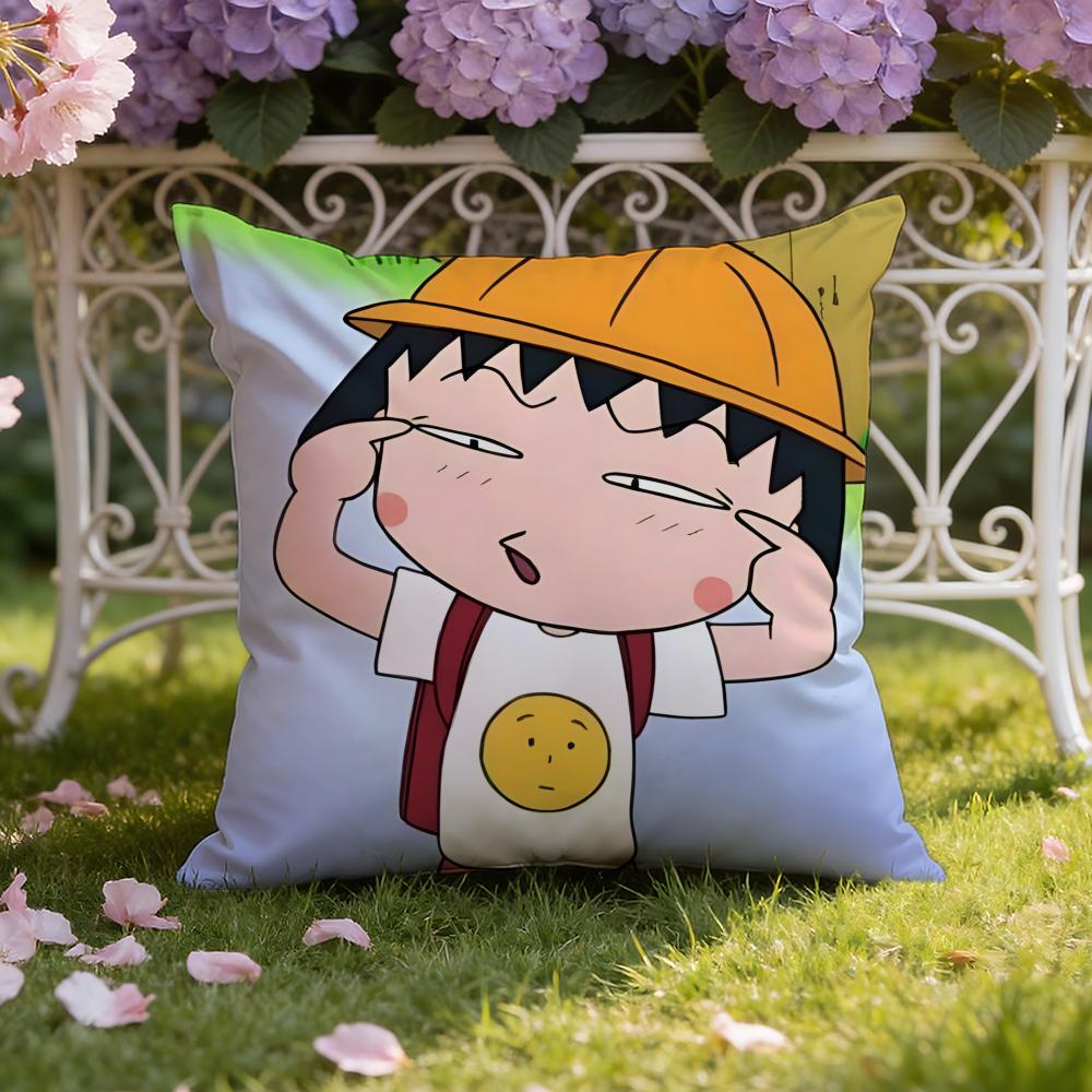 Cute anime C-Chibi M-Maruko Chan Cushion Cover Home & Car Dual-Scene Pillow Cover: Reversible for Premium Comfort