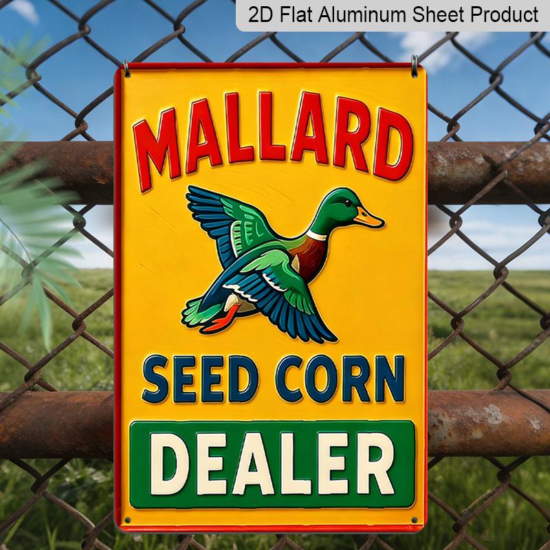 

2D Flat, Decorative Signs & Plaques 8x12 Inch Vintage Metal Wall Tag - Mallard Seed Corn Dealer Listing in Rust Color, Durable Aluminum Material 20*30cm