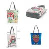 Stylish Women's Canvas Tote Shoulder Handbag Featuring Owl Design For Travel And Shopping