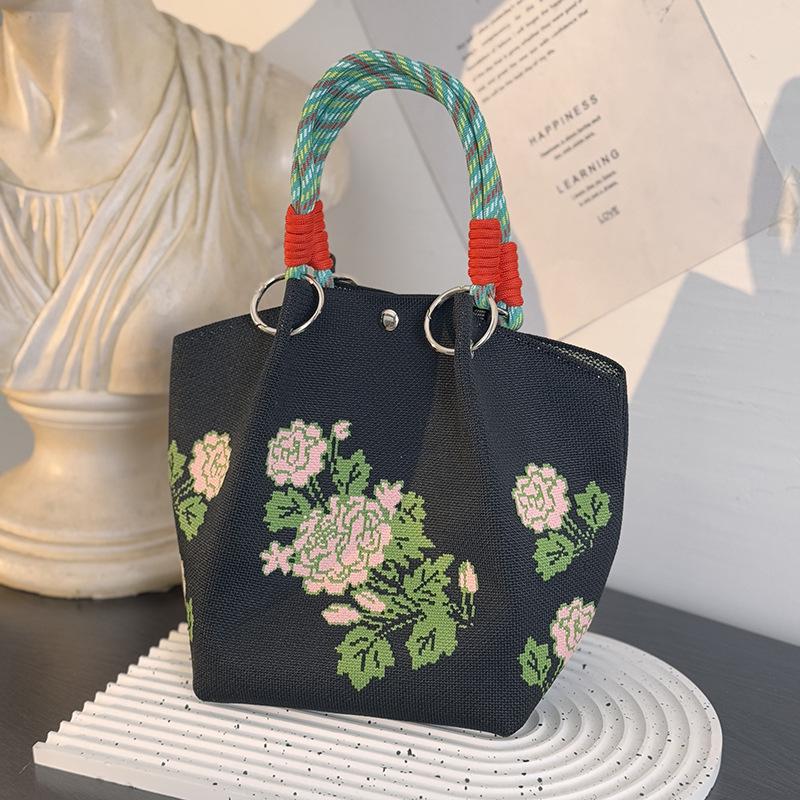 2025 Knitted Hollow-out Flower Handbag: Versatile, Large Capacity, Stylish Souvenir Gift