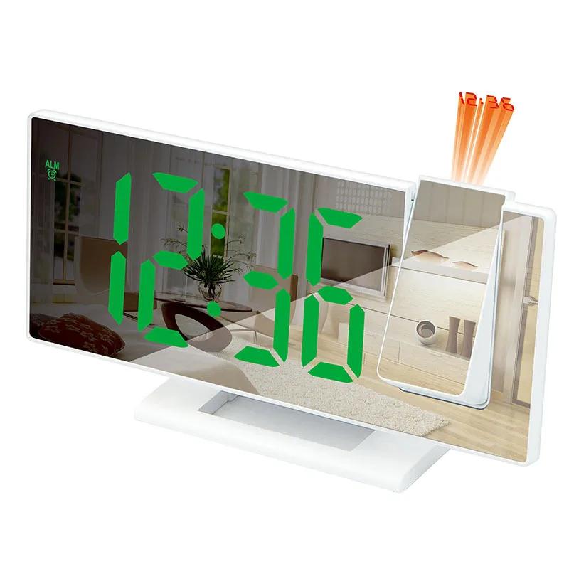 LED Digital Projection Alarm Clock Electronic Alarm Clock with Projection FM Radio Time Projector Bedroom Bedside Mute Clock