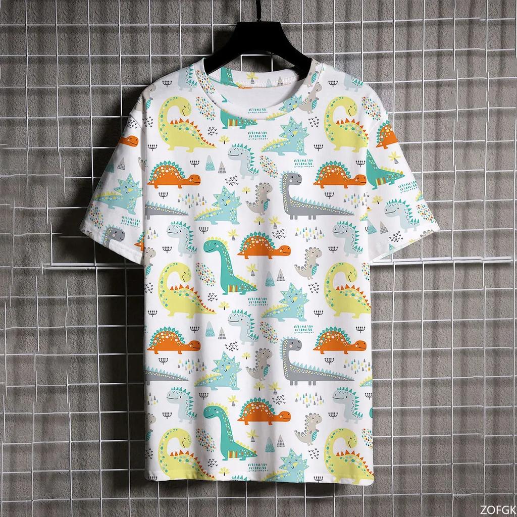 Summer Fashion Dinosaur 3D Print T-Shirts Streetwear Men Casual Oversized O Neck Short Sleeved Plus Size Tees Top Women Clothing