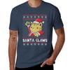 Xmas Ugly Sweater Cat Santa Claws Tshirt No Iron Casual Short Sleeve Top