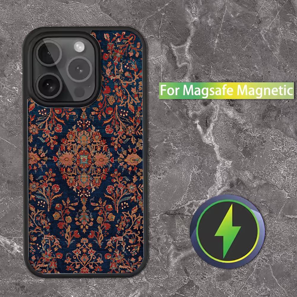

Persian carpet Floral Phone Case For iPhone 16,15,14,13,12,11,Pro,Max,Plus,Mini,SE New Magsafe Magnetic Wireless Charging iPhone13mini