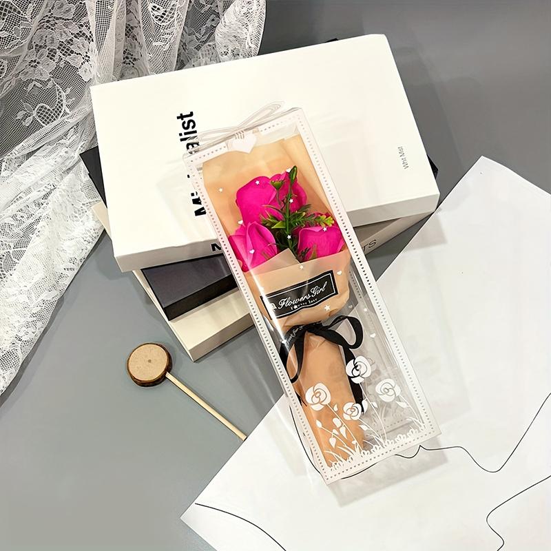 1 Set Luxury Soap Flower Arrangement for Valentine's Day 3 Rose Soap Bouquet Gift Box 9x7x25cm