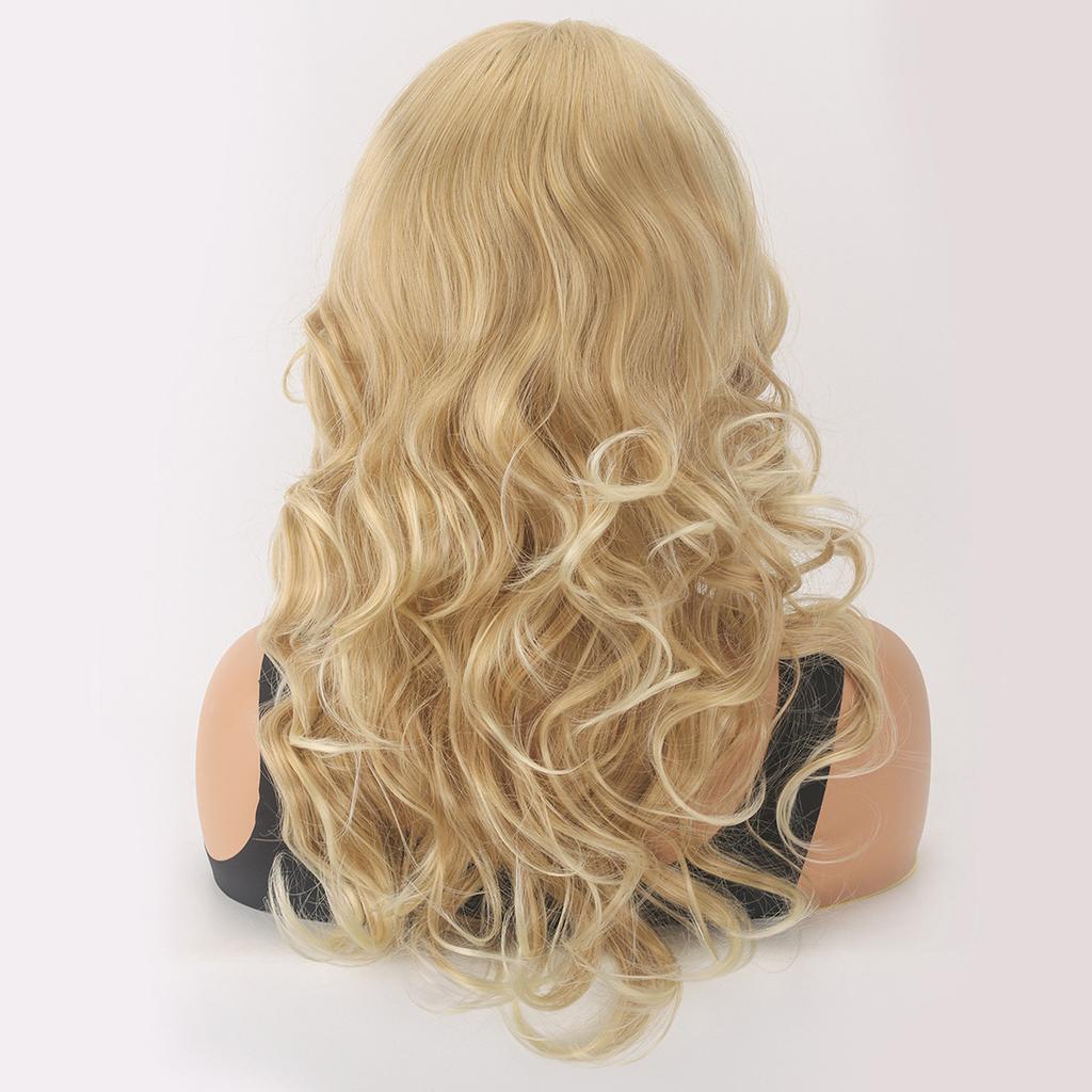 Long Fashion Blonde Hair Synthetic Fluffy Wave Wigs for Women Daily Cosplay Use Heat Resistant Fibre