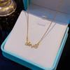 Women Fashion Crown Love Inlaid Diamond Titanium Steel Pendant Clavicle Necklace