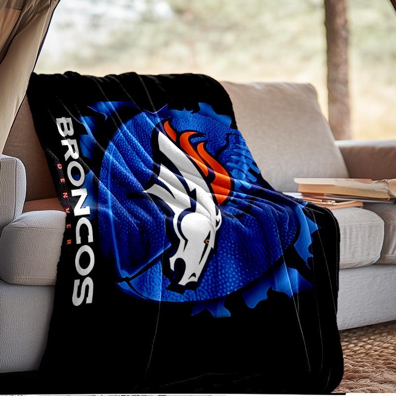 Denver Broncos Logo Blanket Outdoor Flannel Blanket for Camping, Hiking, Garden Parties, Picnic Essentials,gift for family and friends