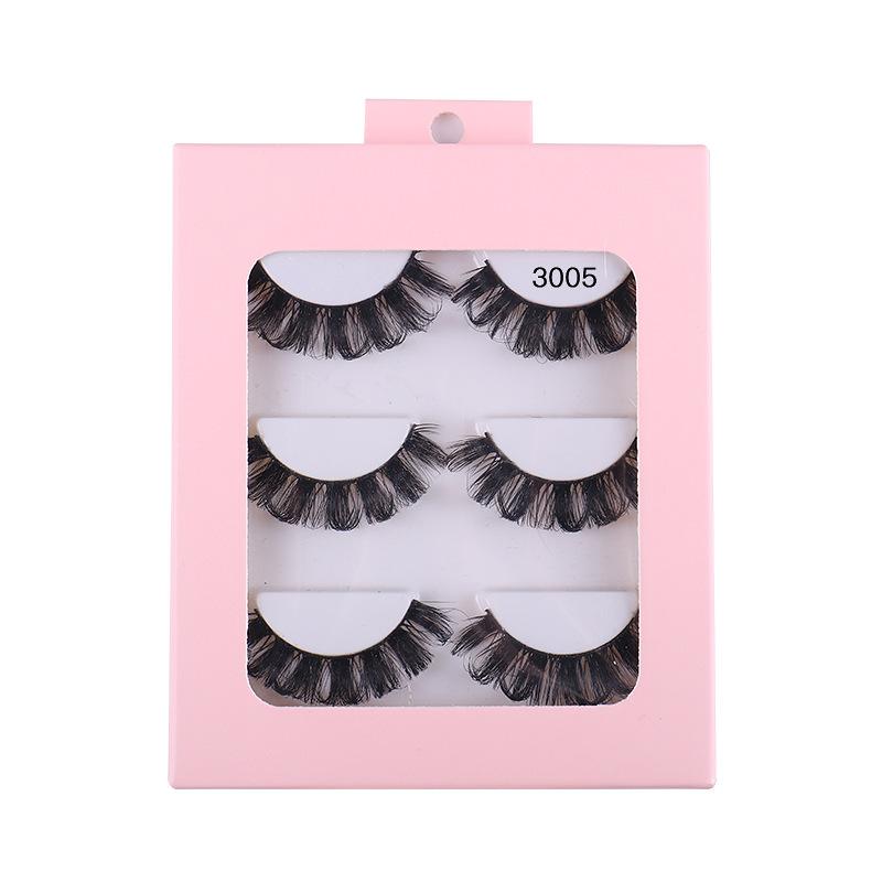 Roll 3 Pairs Of Chemical Fiber False Eyelashes Simulation Curled Thick Eyelashes