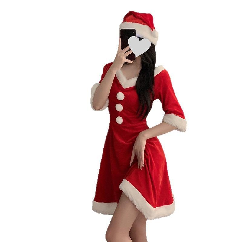 Christmas Outfit Cute Plush Sexy Pure Desire Suspender Sexy Lingerie Slim Uniform Set 2