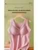 Dames Fluweel Fleece-Gevoerd Dikker Warm Vest met Borstkussentjes, Naadloze Basislaag voor Herfst/Winter