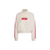 Originals Trefoil Solid Stripe Letter Print Stand Collar Pullover Long Sleeve Sweatshirt Women Tops White IA3932