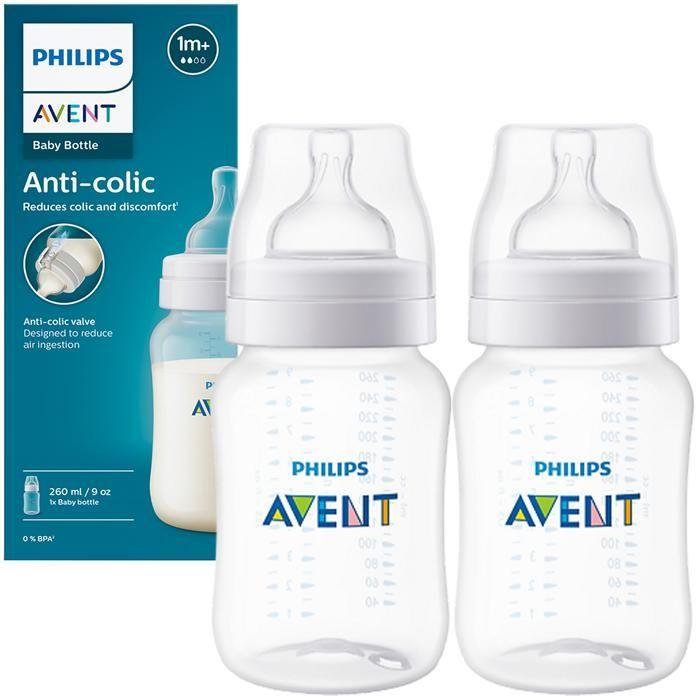 Set of 2 Baby Bottles - Philips Avent - SCY103/01 - Anti-colic 260ml - Slow Flow Baby from 1 Month