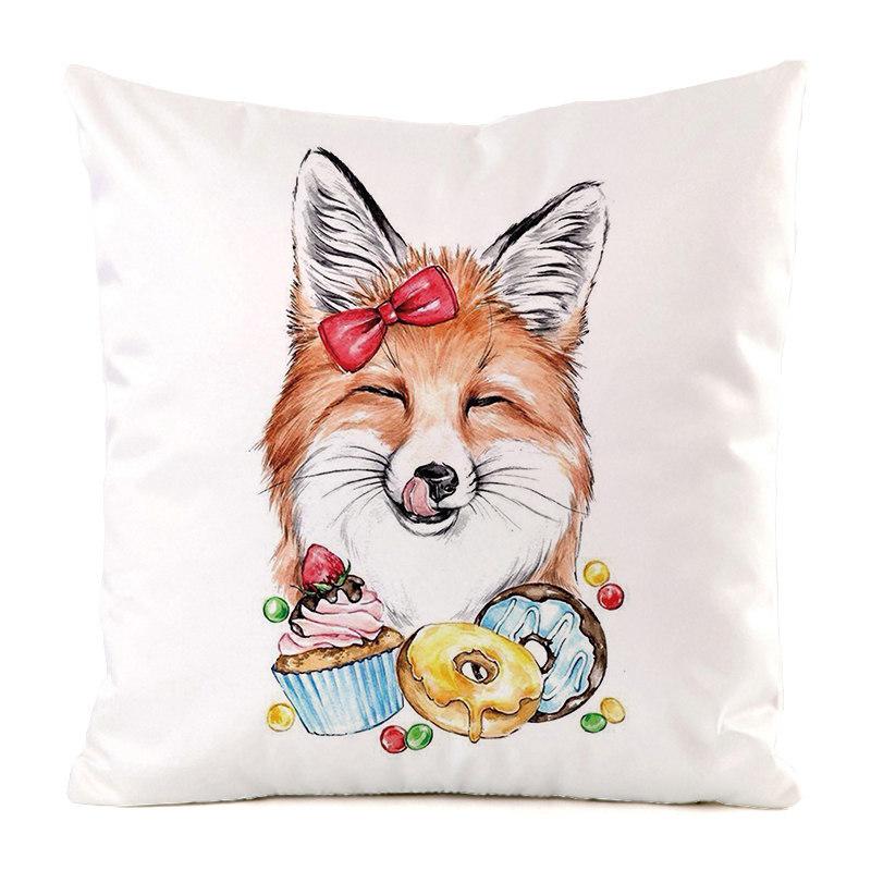Norwegian Feng Shui Cartoon Fox Digital Printing Short Plush Pillow Covers For Car Sofa Office Cushion Cover Home Goods