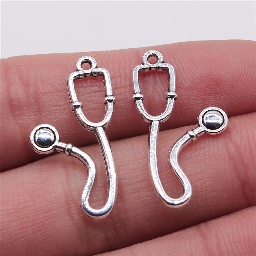 10pcs Charms Doctor Nurse Syringe Thermometer Stethoscope Antique Silver Color DIY Crafts Making Findings Handmade Jewelry