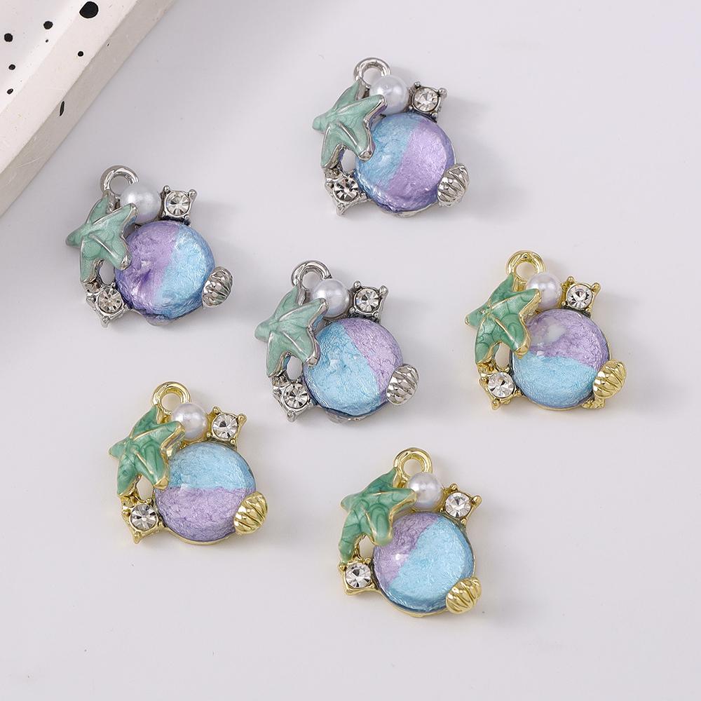 5pcs Gemstone Crystal Starfish Pendant Charms for Jewelry Making Necklace Earrings Bracelet DIY Accessories Supplies