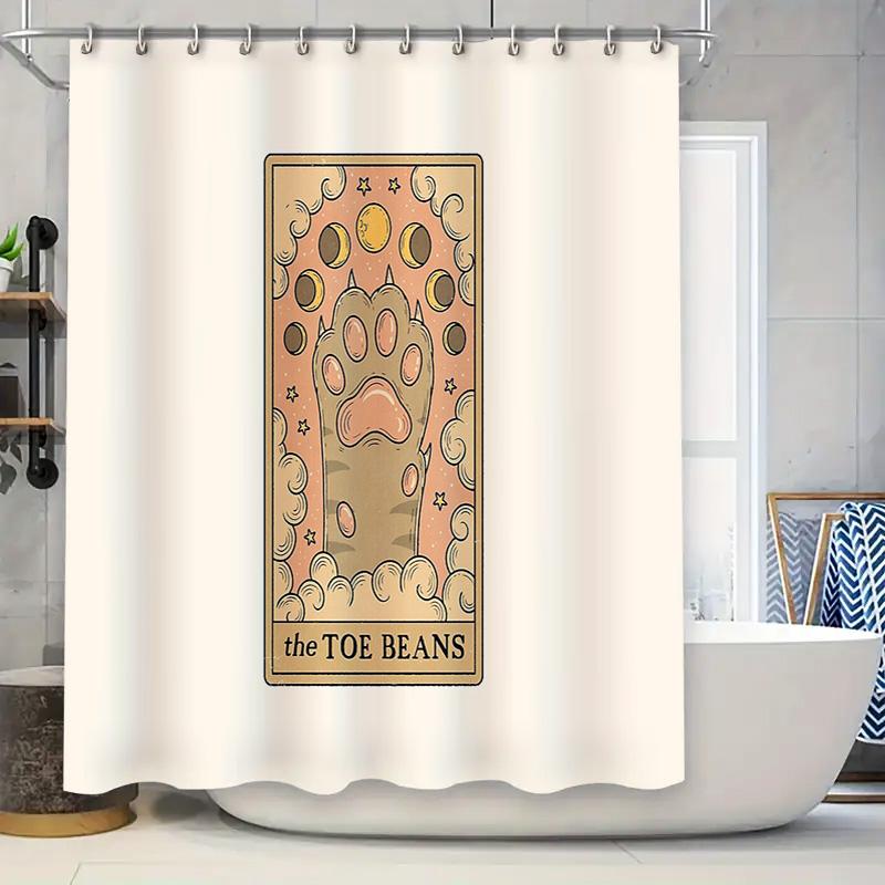 

Unique Paw Print Shower Curtain Cute Animal Pet Themed Bathroom Decor Washable Waterproof Modern Home Textile W60H190(CM)-1 Pcs