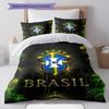 Brasilien Nationalmannschaft Muster Bettwäsche, Steppbett Set Bettbezug Kissenbezug Haus Geburtstag Geschenk(1 Bettbezug + 2 Kissenbezüge, ohne Füllung)