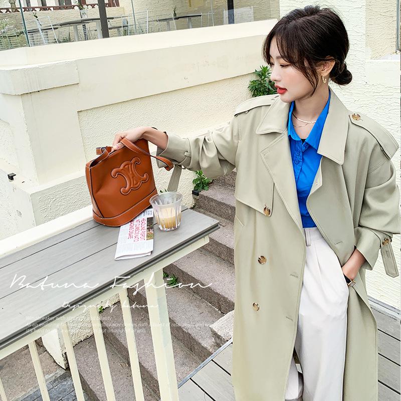 

Женское пальто-тренч из дуба, осеннее новое пальто средней и длинной длины до колена XL