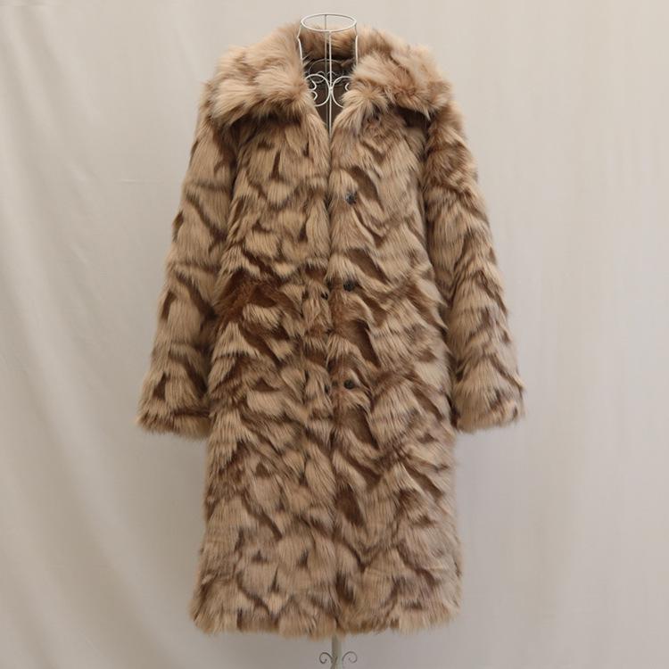 Women's Long Faux Fox Fur Coat - Versatile, Loose, Over-the-Knee, Warm Winter Style