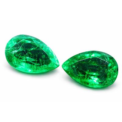 Natural Green Emerald Loose Gemstone 16.20ct Pear Cut Pair AAA Quality for Jewelry Making and Crafts