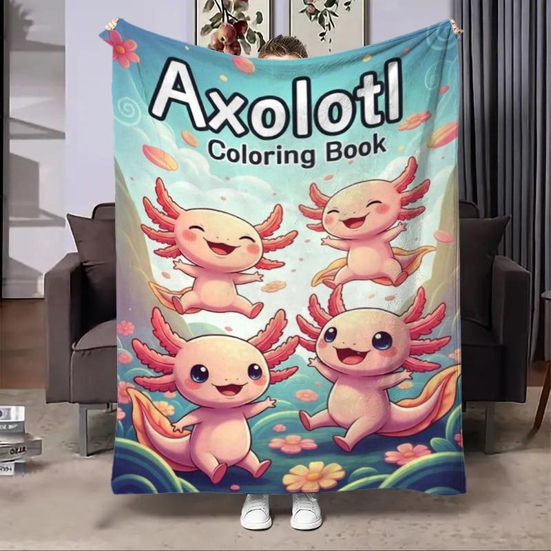8 Sizes Cute Axolotl Printed Blanket Warm Soft and Comfortable Home Travel Blanket Sofa Bedding Cover Blanket Kids Gamer Gift