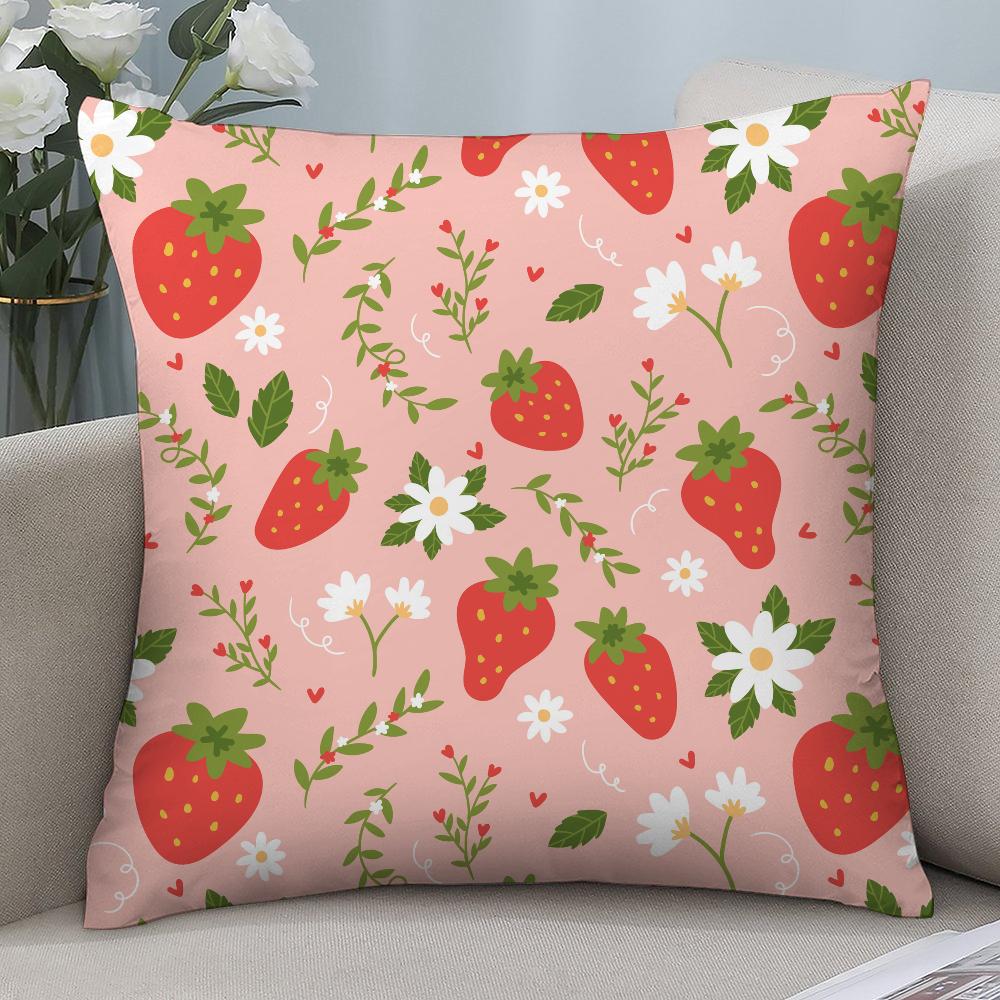 Cute Strawberry Pillow Case 3D Print Polyester Fiber 4040 cm Home Sofa Throw Pillow Cover Decoration Festival Gift