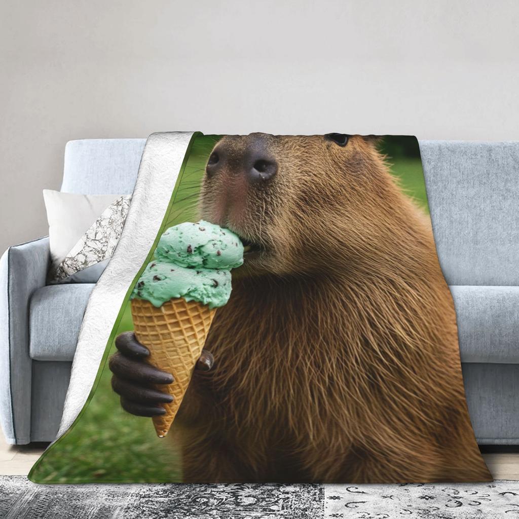 Super Soft Funny Capybara Kawaii Throw Blanket Premium Flannel Fleece Lightweight  Bed Blanket Cozy Fluffy Bedspread All Season